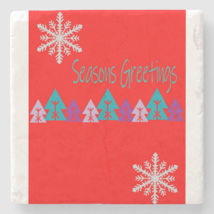 Christmas Marble Stone Coaster, Season's Greetings Stone Coaster