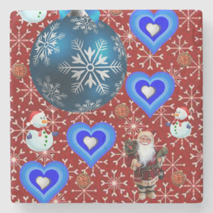 Christmas Marble Stone Coaster, Snowman Coaster