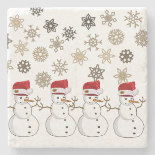Christmas Marble Stone Coaster, Snowman Coaster