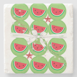 Christmas Marble Stone Coaster, Watermelon Bow Stone Coaster