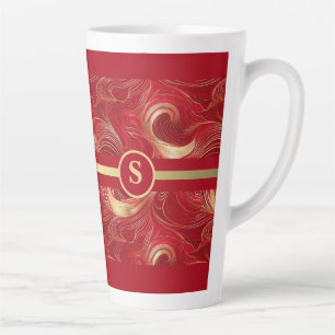 Christmas Marblized Red And Gold Latte Mug