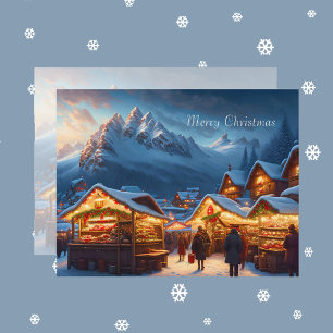 Christmas market in the mountains - custom holiday card