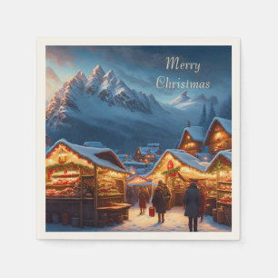 Christmas market in the mountains - custom  napkin