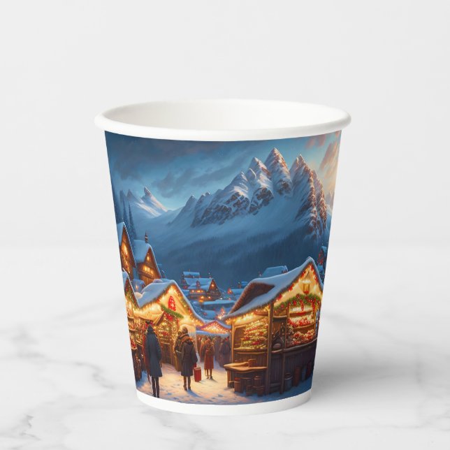 Christmas market in the mountains - custom paper cups (Front)