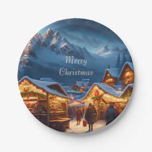 Christmas market in the mountains - custom paper plate