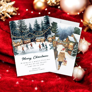  Christmas Market Scene watercolor holiday card
