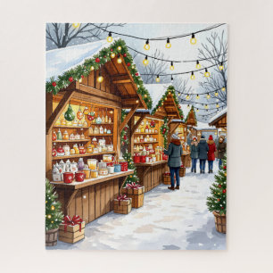 Christmas Market with Festive Lights Jigsaw Puzzle