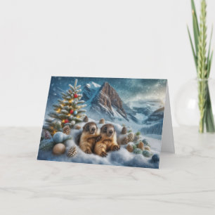 Christmas Marmots Card (enter your own message)