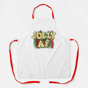 Christmas Marquee Lights Funny Jolly AF Holly Apron