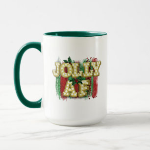 Christmas Marquee Lights Funny Jolly AF Holly Mug
