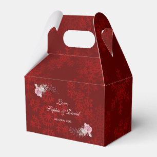 Christmas Marsala Maroon Floral Wedding Favour Box