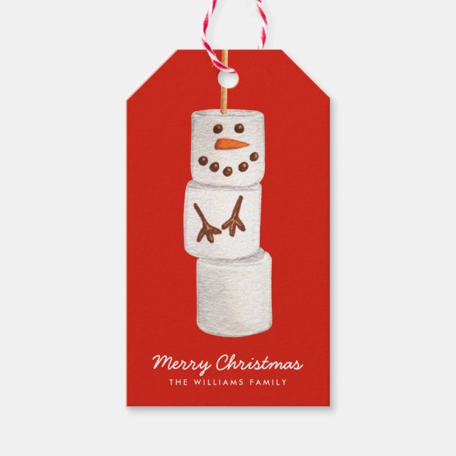 Christmas Marshmallow Snowman Gift Tags (Front)