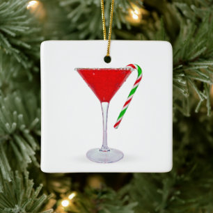 Christmas Martini Cocktail Ceramic Ornament