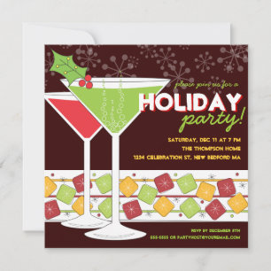 Christmas Martini Cocktail Holiday Party Invitation