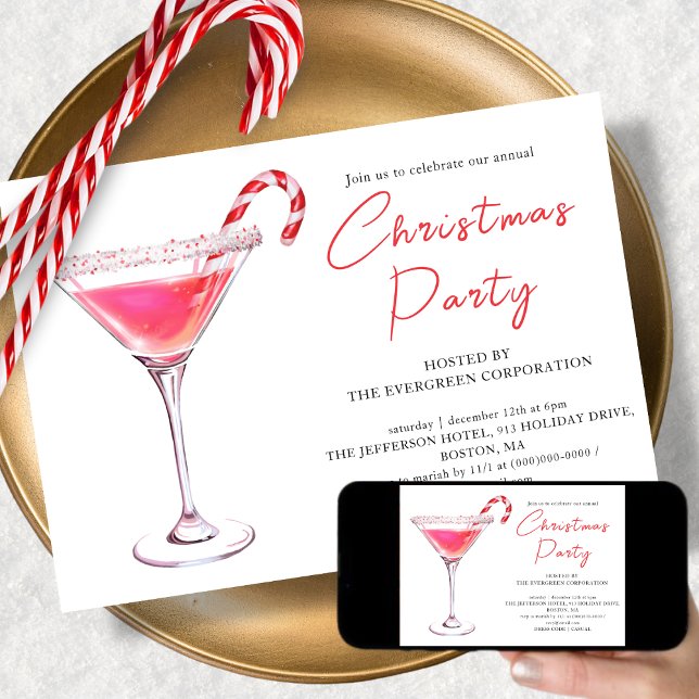 Christmas Martini Cocktail | Holiday Party  Invitation (Creator Uploaded)