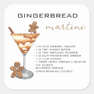 Christmas Martini Cocktail Recipe Gingerbread Square Sticker