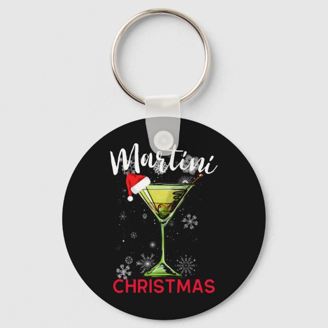 Christmas Martini Tail Happy Hour Fun Drink Gift  Key Ring (Front)