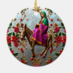 CHRISTMAS ~ Mary on the donkey ~ Ceramic Ornament