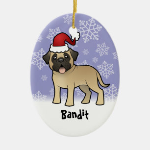 Christmas Mastiff / Bullmastiff Ceramic Tree Decoration