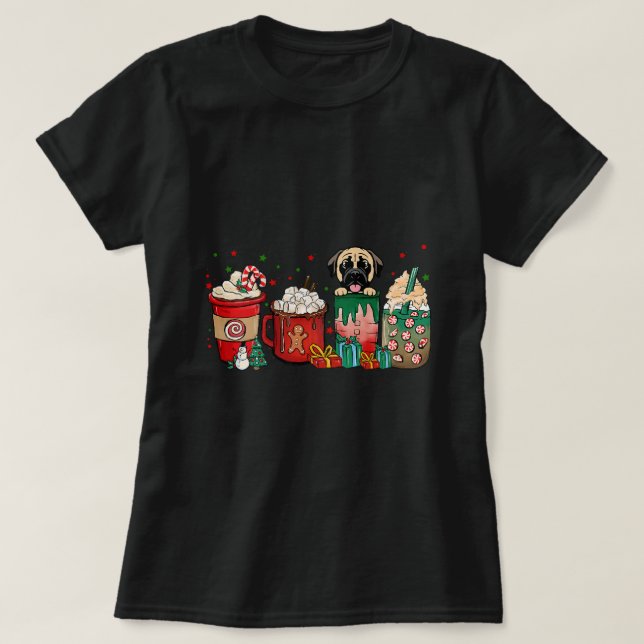 Christmas Mastiff Dog Coffee Cups xmass Winter Pet T-Shirt (Design Front)