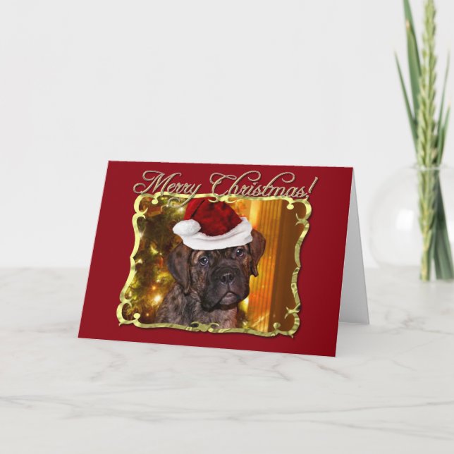 Christmas Mastiff Puppy Holiday Card (Front)