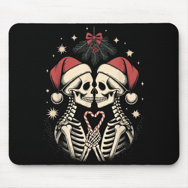 Christmas Matching Gothic Couple Dark Humor Skelet Mouse Pad (Front)