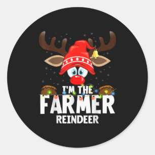 Christmas Matching I'm The Farmer Reindeer  Classic Round Sticker