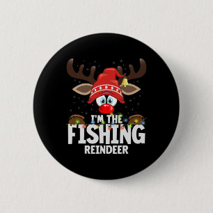 Christmas Matching I'm The Fishing Reindeer 6 Cm Round Badge