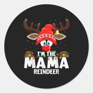 Christmas Matching I'm The Mama Reindeer  Classic Round Sticker