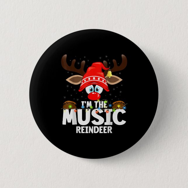 Christmas Matching I'm The Music Reindeer  6 Cm Round Badge (Front)