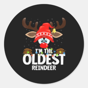 Christmas Matching I'm The Oldest Reindeer Classic Round Sticker