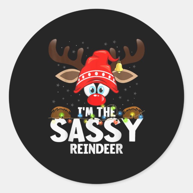 Christmas Matching I'm The Sy Reindeer  Classic Round Sticker (Front)
