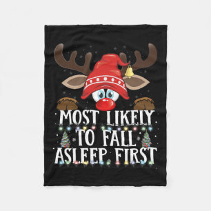 Christmas Matching Most Likely To Fall Asleep Firs Fleece Blanket