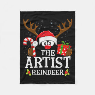 Christmas Matching The Artist Reindeer Family  Fleece Blanket