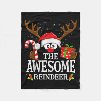 Christmas Matching The Awesome Reindeer Family  Fleece Blanket