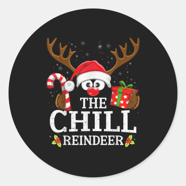 Christmas Matching The Chill Reindeer Family  Classic Round Sticker (Front)