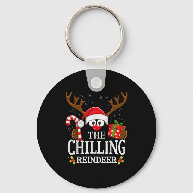 Christmas Matching The Chilling Reindeer Family  Key Ring (Front)