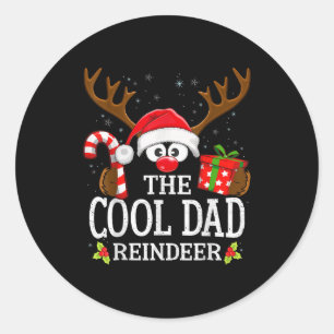 Christmas Matching The Cool Dad Reindeer Family  Classic Round Sticker
