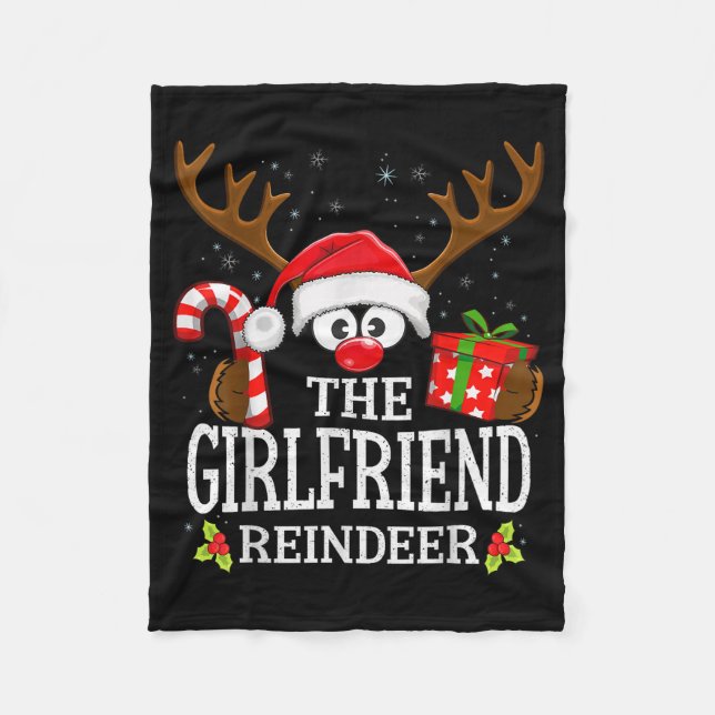 Christmas Matching The Girlfriend Reindeer Family  Fleece Blanket (Front)