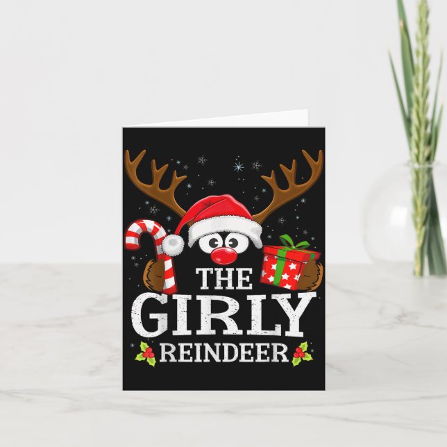 Christmas Matching The Girly Reindeer Family  Card (Front)