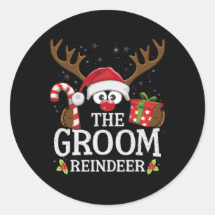 Christmas Matching The Groom Reindeer Family Classic Round Sticker