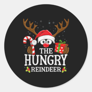 Christmas Matching The Hungry Reindeer Family  Classic Round Sticker