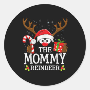 Christmas Matching The Mommy Reindeer Family  Classic Round Sticker