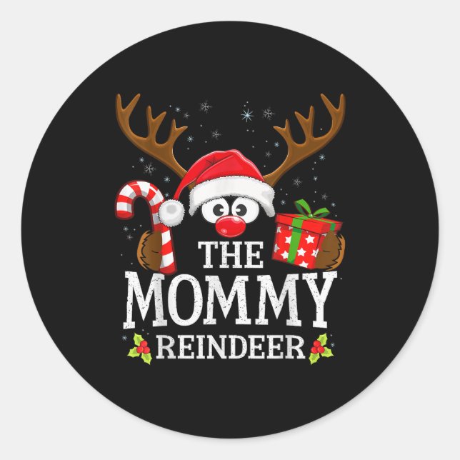 Christmas Matching The Mommy Reindeer Family  Classic Round Sticker (Front)