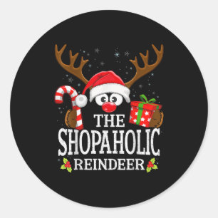 Christmas Matching The Shopaholic Reindeer Family  Classic Round Sticker