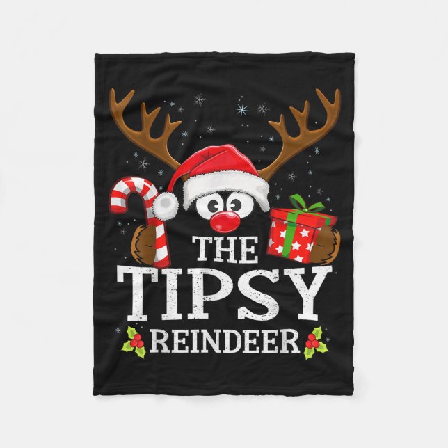 Christmas Matching The Tipsy Reindeer Family  Fleece Blanket (Front)