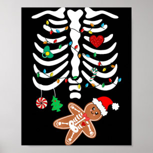 Christmas Maternity Pregnancy Gingerbread Skeleton Poster