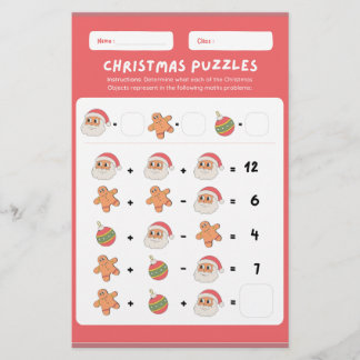Christmas Math Puzzle! Flyer