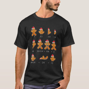 Christmas Math Teacher Fraction Gingerbread Cookie T-Shirt