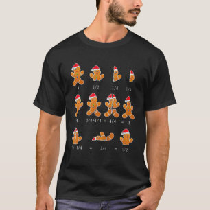 Christmas Math Teacher Fraction Gingerbread Cookie T-Shirt